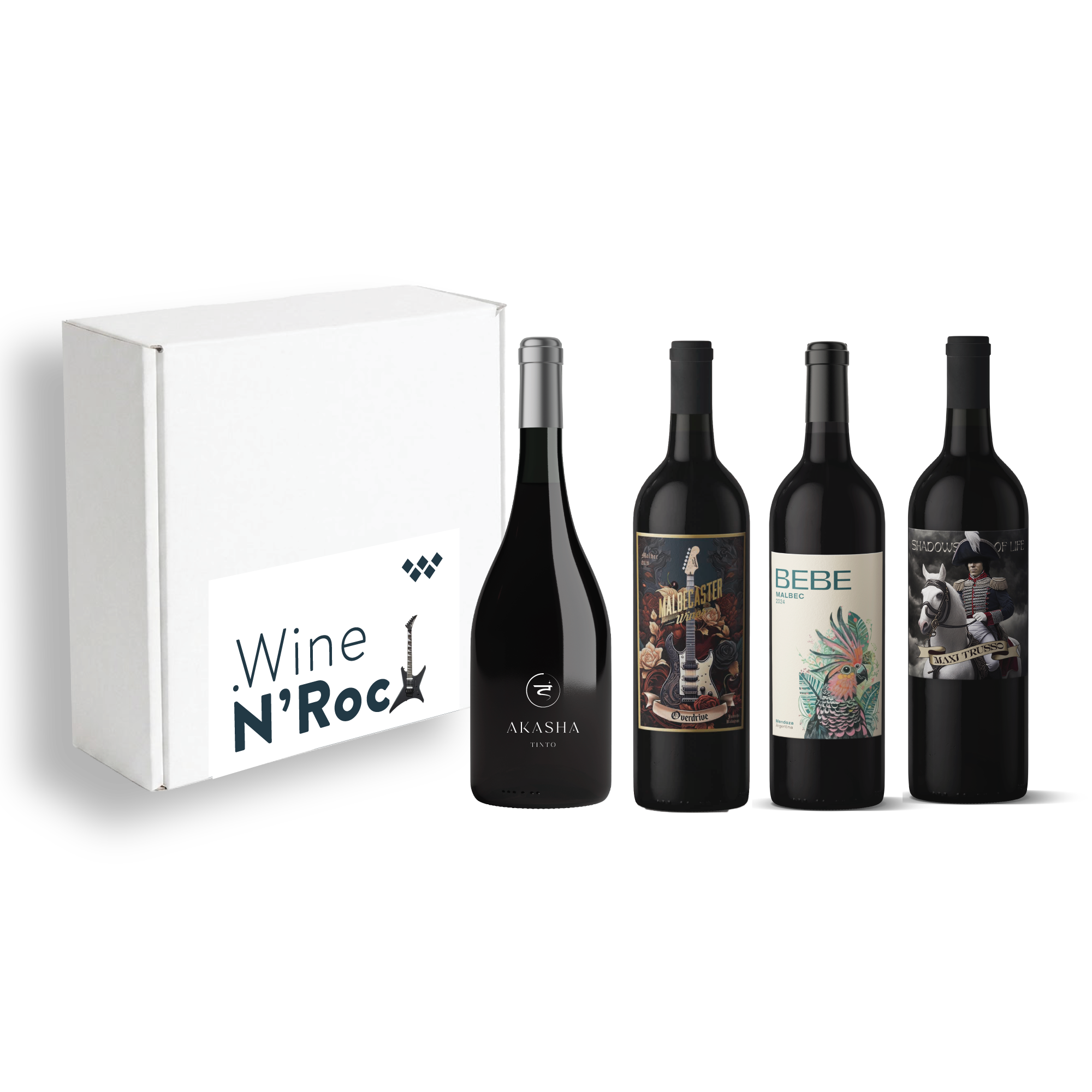 MIX4 WINE´N ROCK | AKASHA Tinto | MALBECASTER Malbec |  BEBE Malbec | SHADOWS OF LIFE Malbec